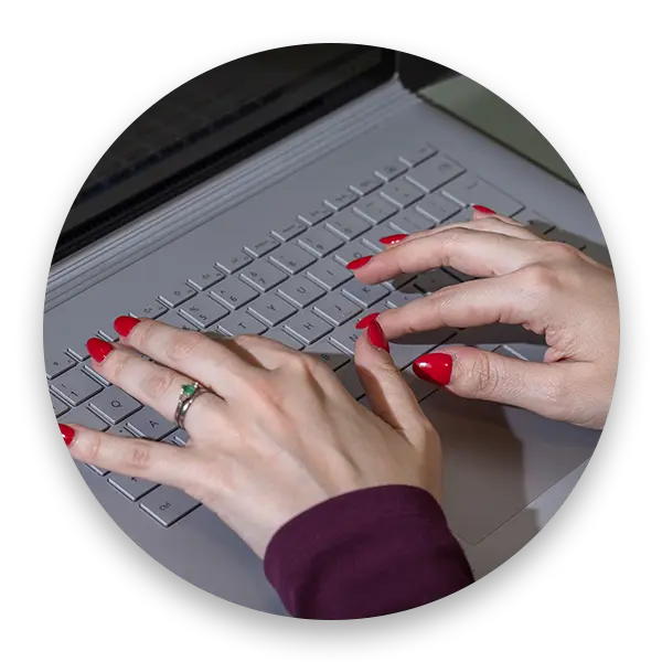 Cipher IT team member close up typing keyboard