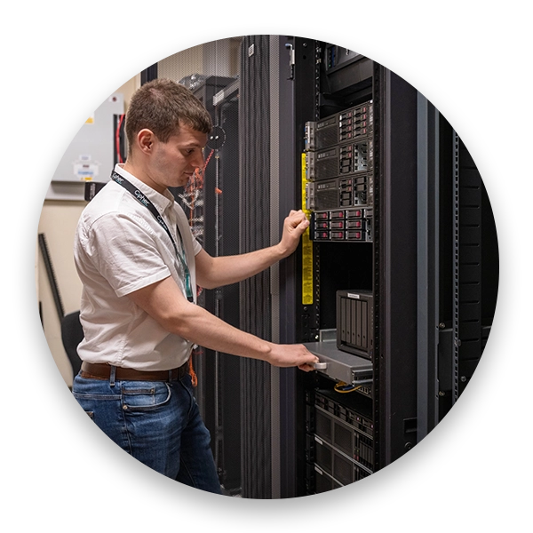 Cipher IT engineer working in the server room